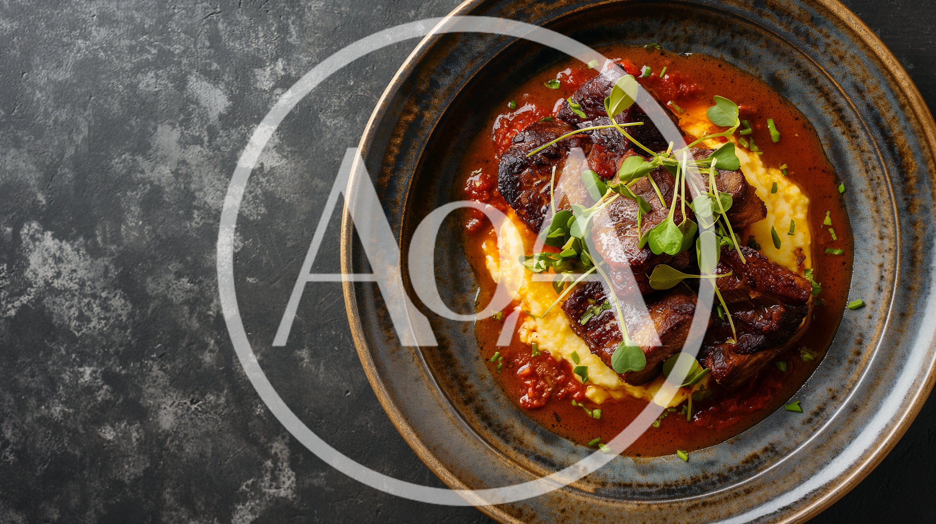 Braised Pork Belly Served Over Creamy Polenta