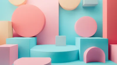 Abstract 3D Geometric Shapes Composition