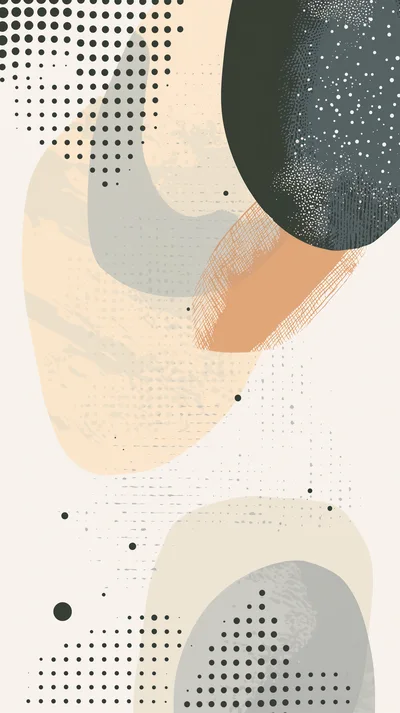 Abstract Minimalist Composition With Organic Shapes And Dots