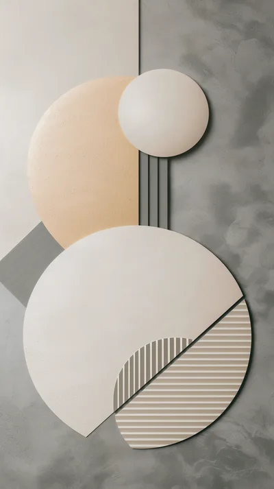 Abstract Geometric Composition With Circles And Textures