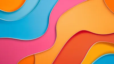 Abstract Paper Cutout Background With Colorful Wavy Layers