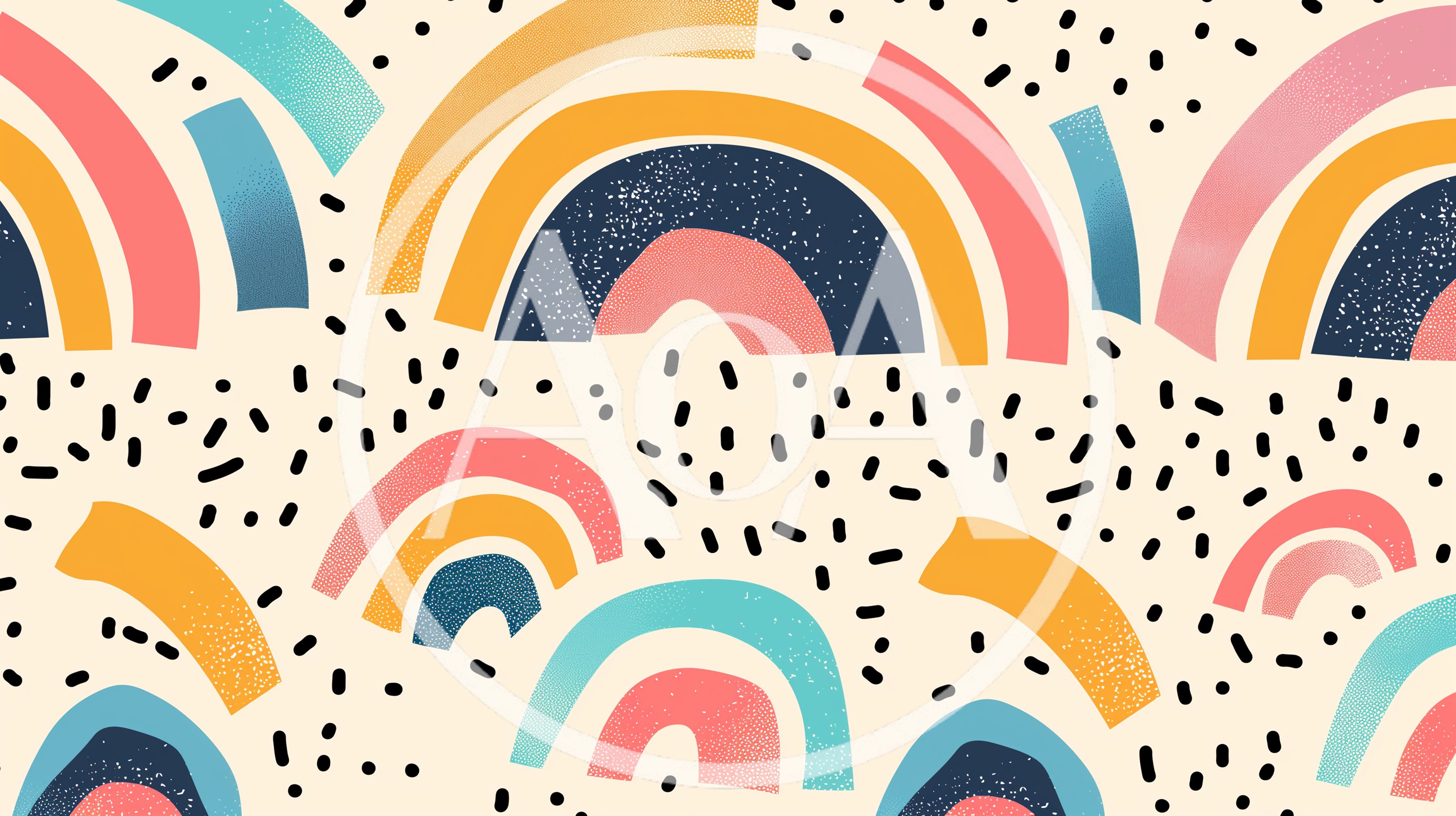Abstract Rainbow Pattern With Hand Drawn Speckles