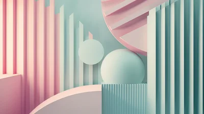Abstract 3D Geometric Shapes in Pastel Colors