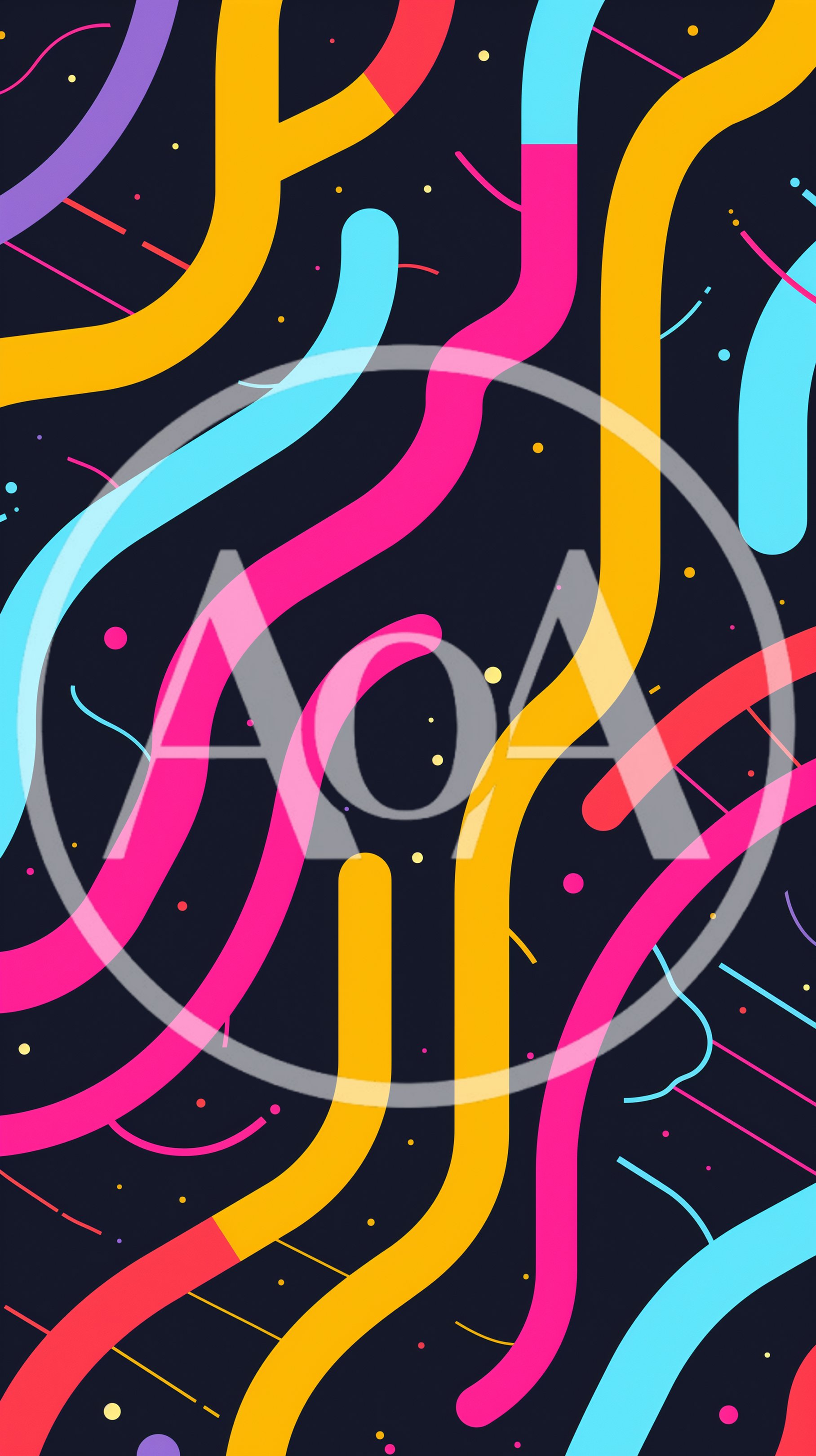 Abstract Background With Colorful Wavy Lines And Dots