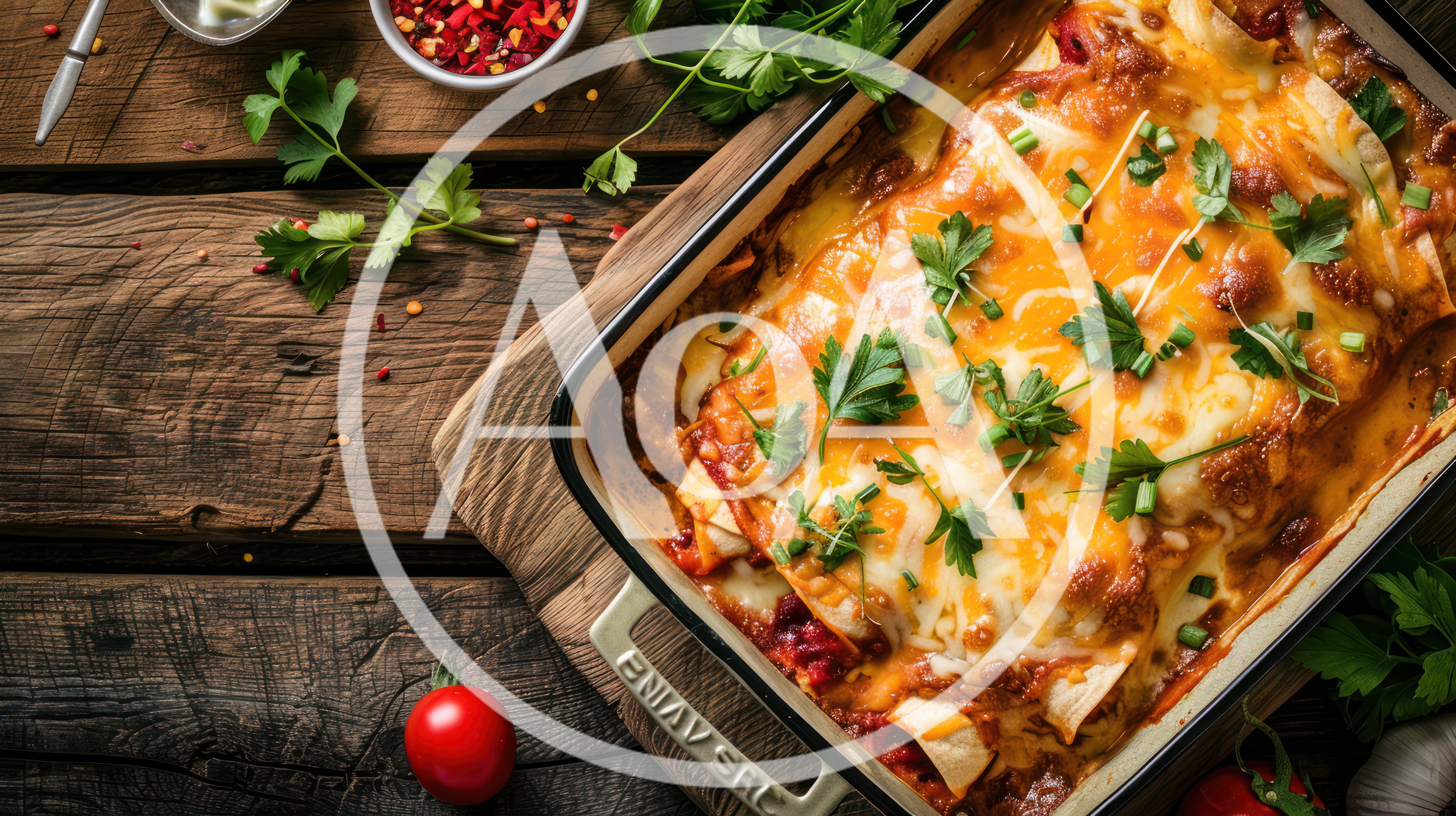 Freshly Baked Enchiladas In A Rectangular Baking Dish