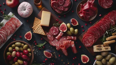 Gourmet Charcuterie Board With Cured Meats And Fruits