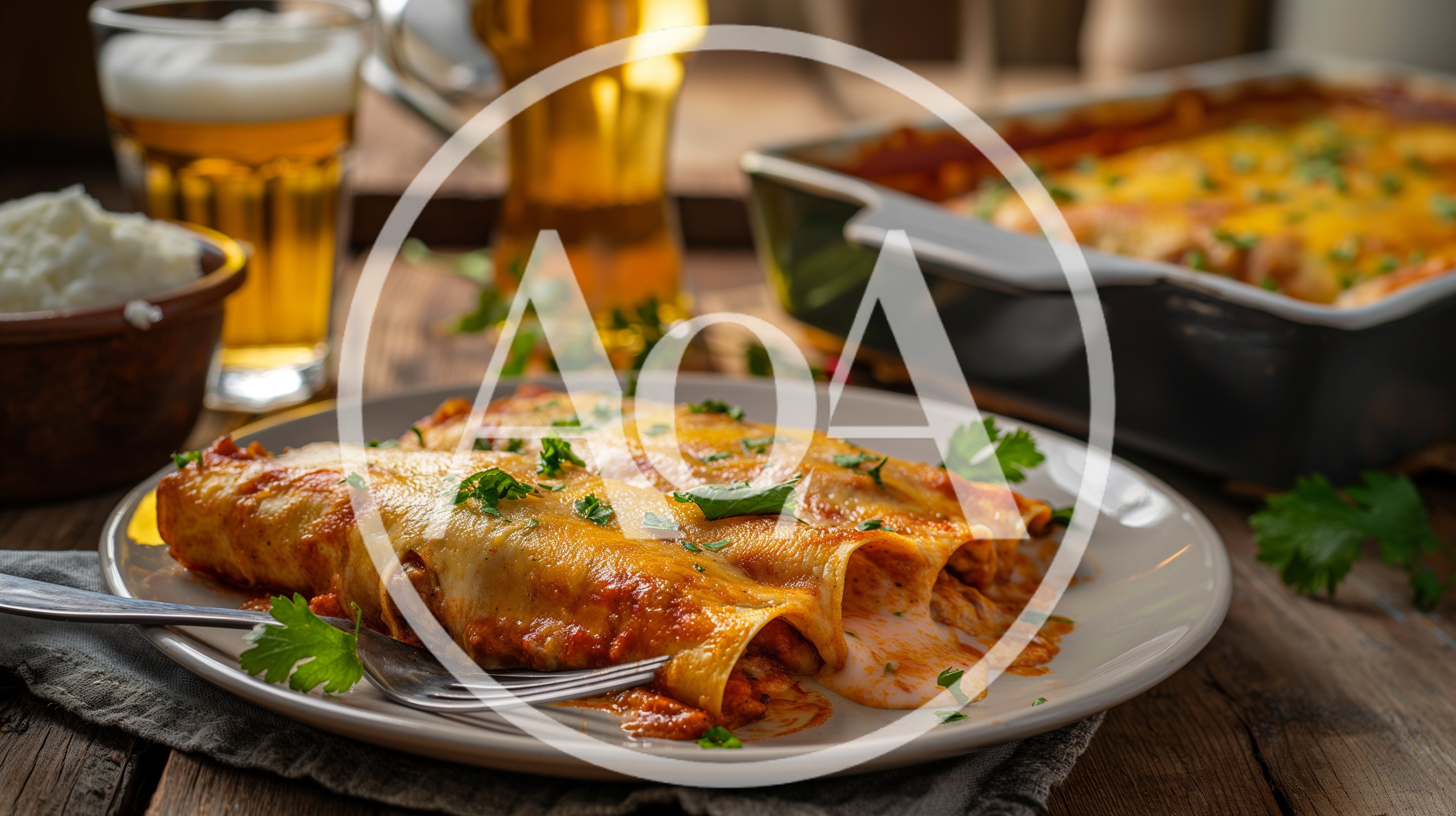 Freshly Baked Enchiladas Served On A Plate