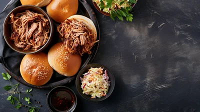 Pulled Pork Sandwiches With Coleslaw And Barbecue Sauce