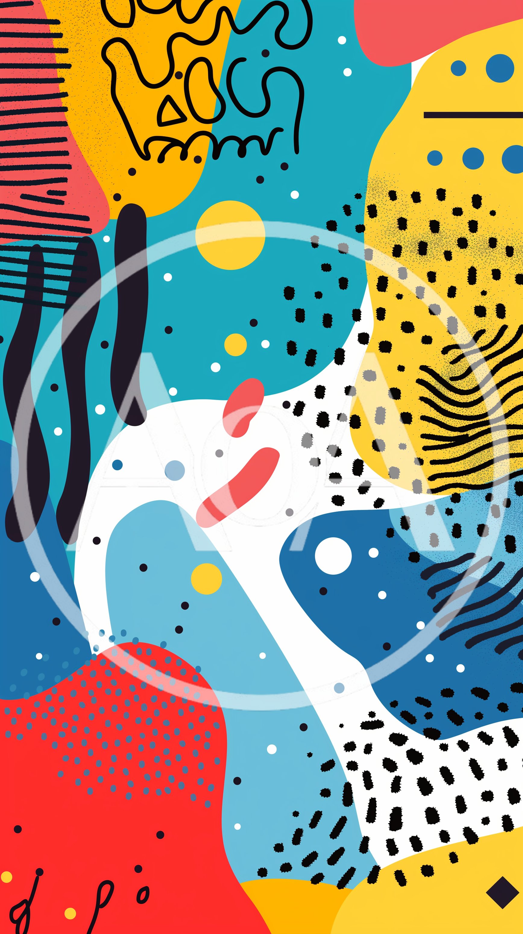 Abstract Memphis Style Geometric Pattern Background