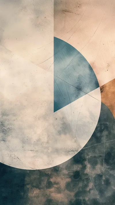 Abstract Geometric Composition With Textured Layers And Circles