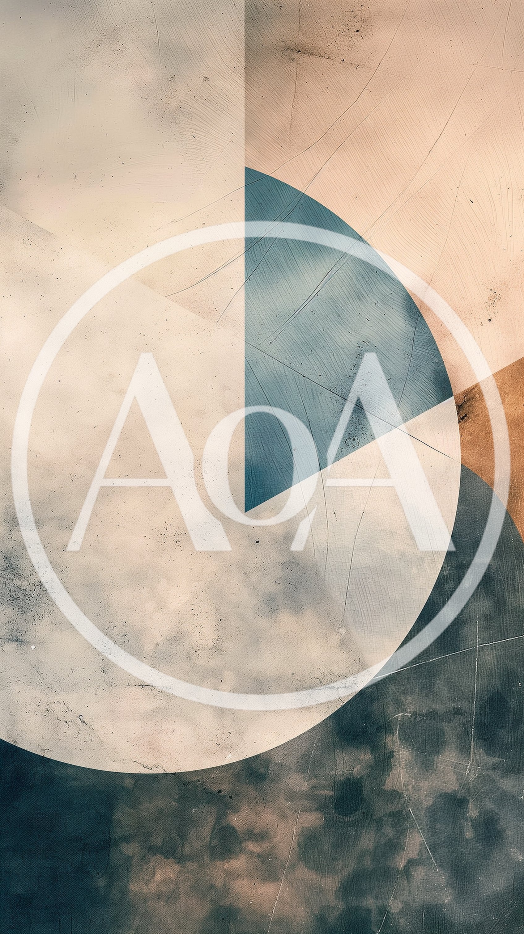 Abstract Geometric Composition With Textured Layers And Circles