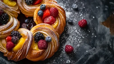 Gourmet Fruit Pastry Wreath With Fresh Berries