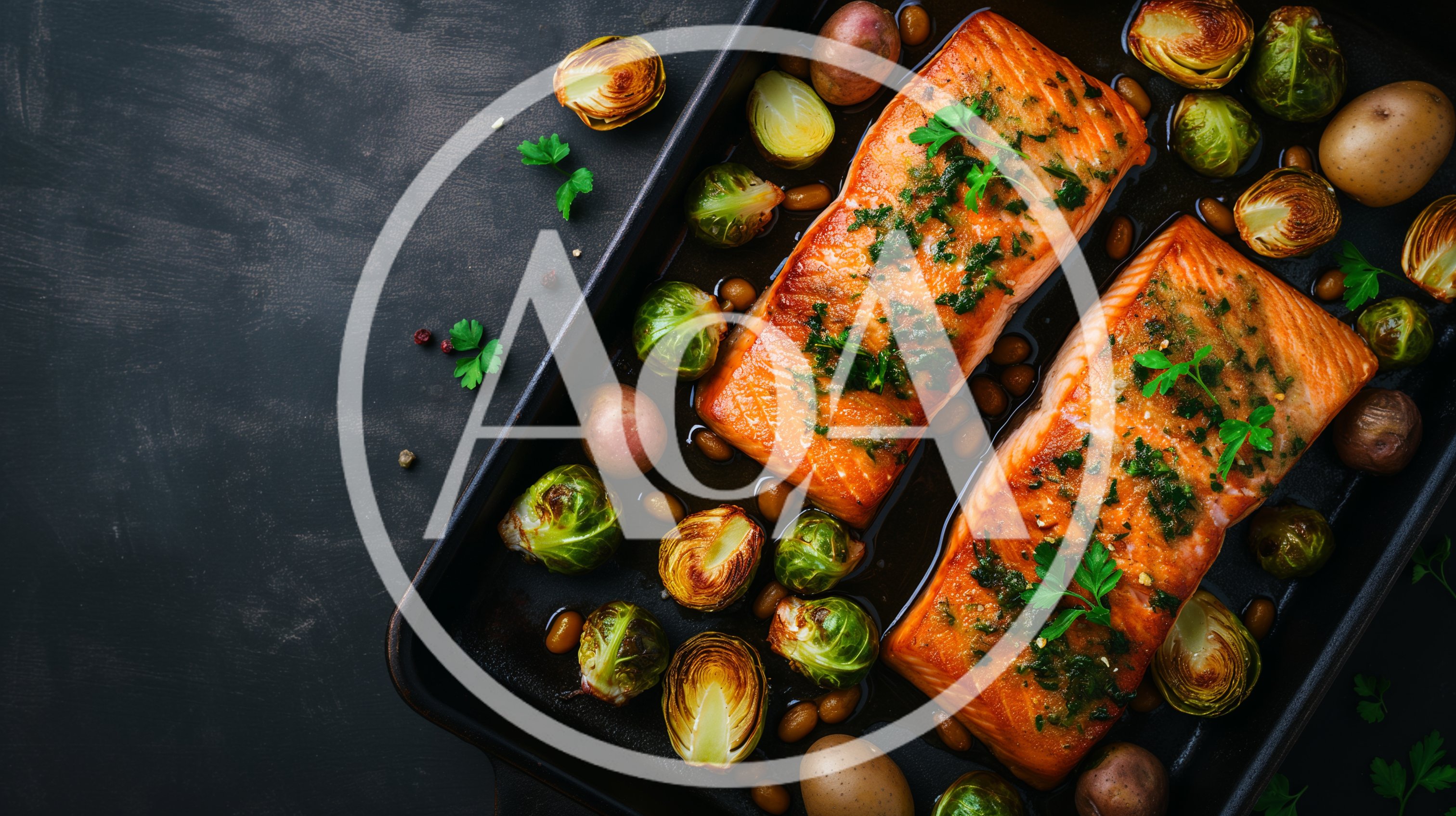 Baked Salmon Fillets With Roasted Vegetables In Pan