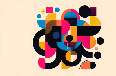 Abstract Geometric Composition With Bauhaus Inspired Shapes