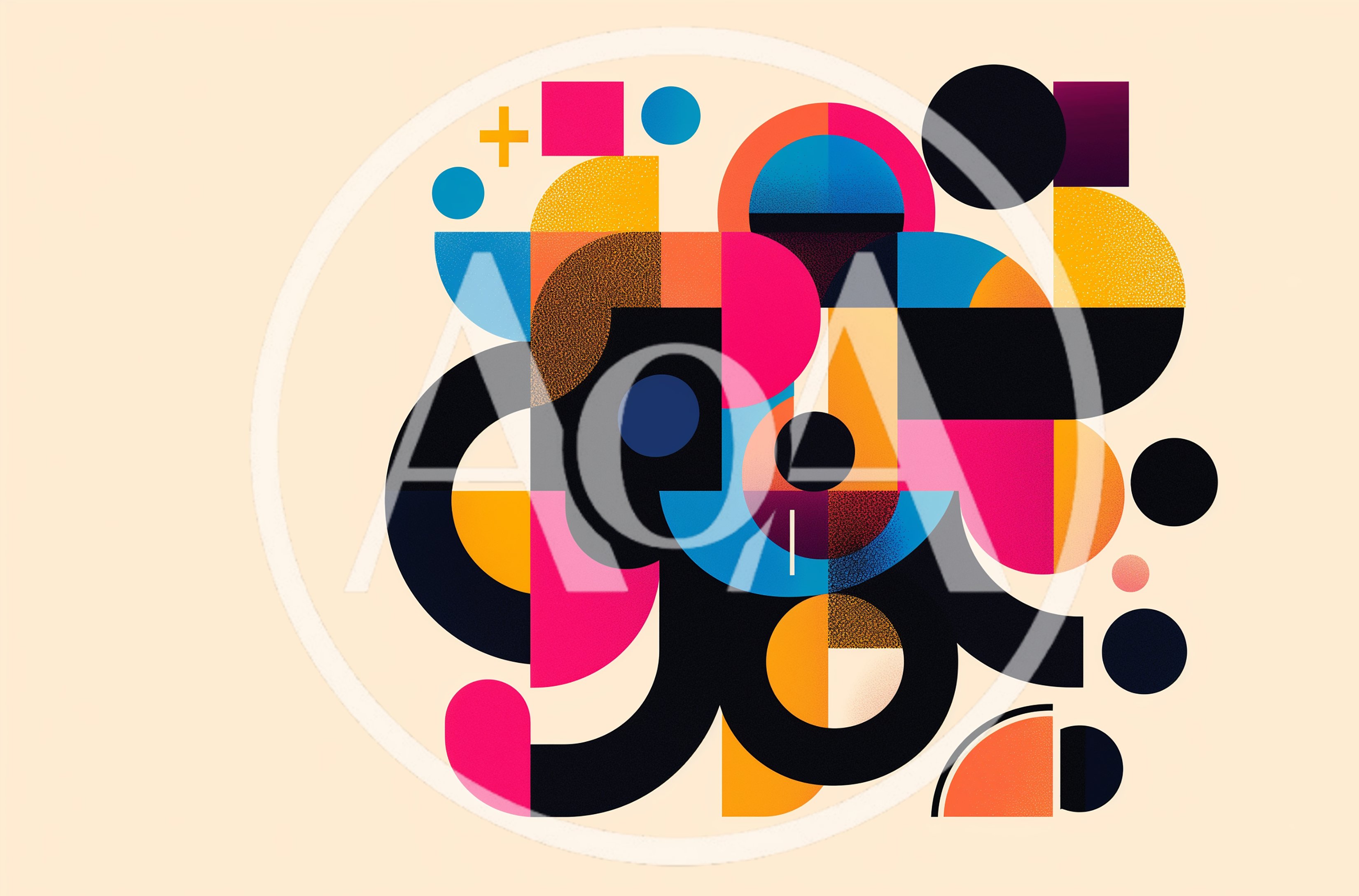 Abstract Geometric Composition With Bauhaus Inspired Shapes