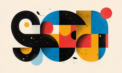 Abstract Geometric Typography Design With Bauhaus Style