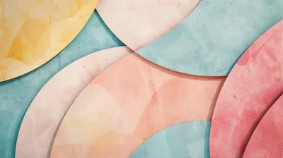 Abstract Watercolor Circles With Pastel Overlapping Shapes