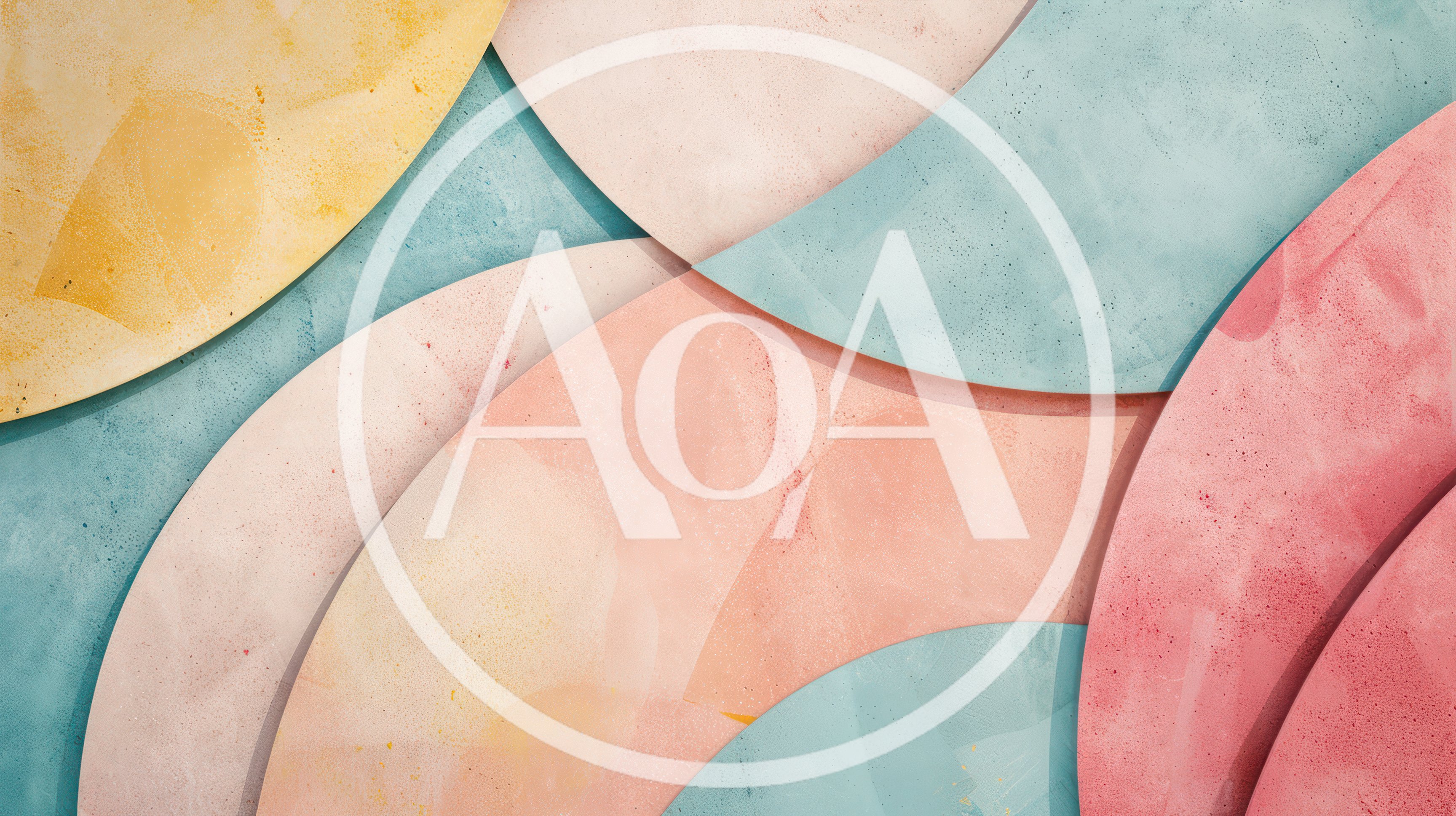 Abstract Watercolor Circles With Pastel Overlapping Shapes