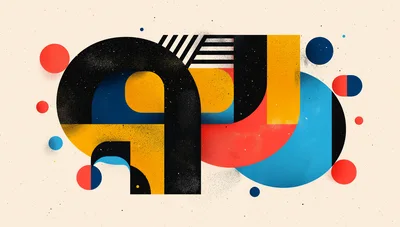 Abstract Geometric Composition With Bold Shapes And Textures