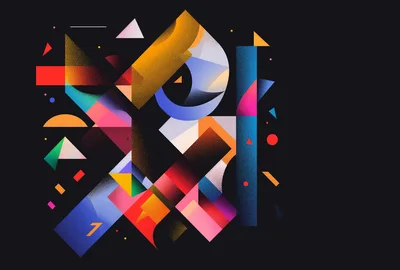 Abstract Geometric Composition With Vibrant Gradient Shapes