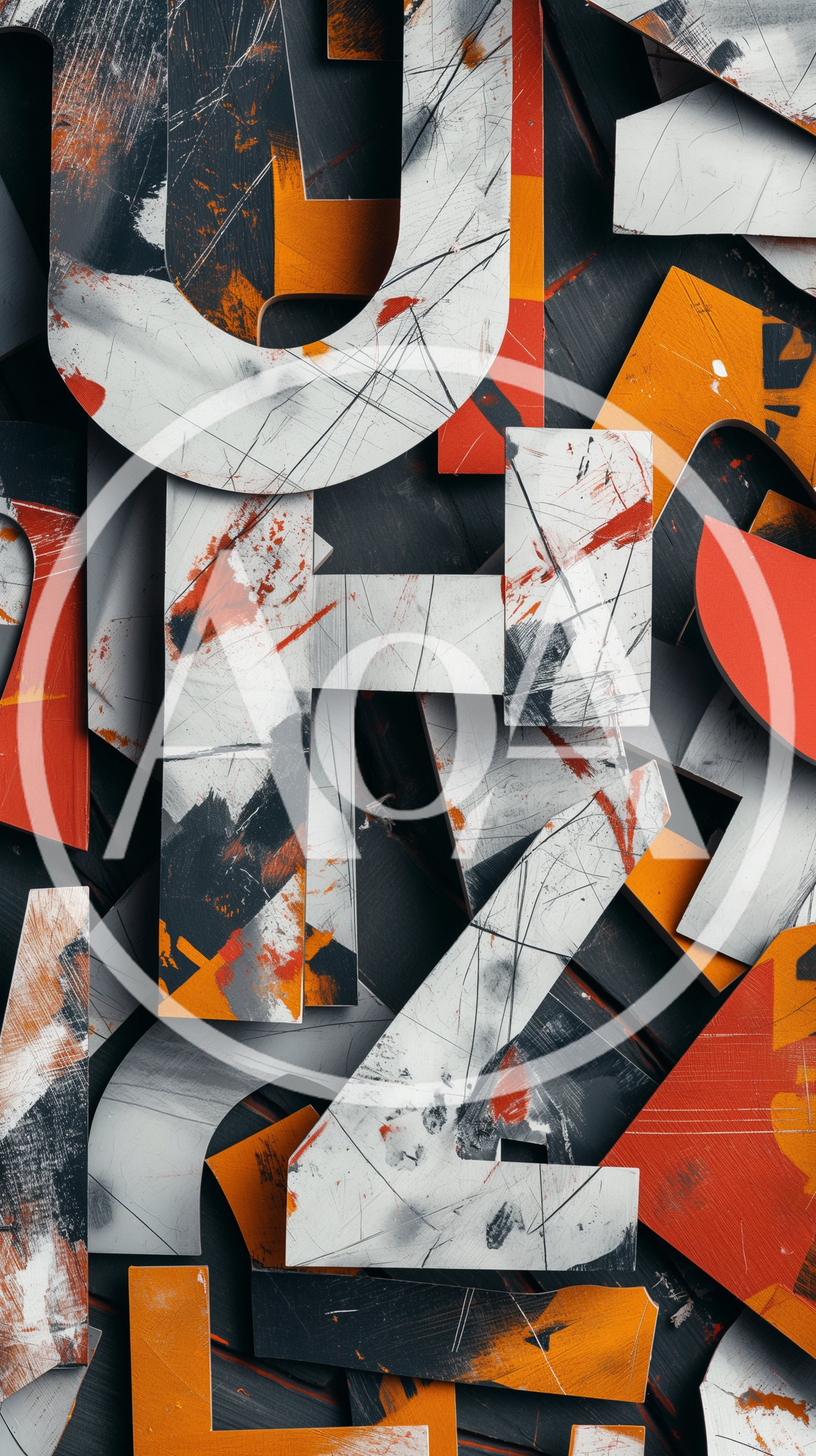 Abstract Composition Of Distressed Painted Metal Letters