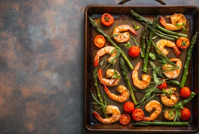 Roasted Shrimp with Asparagus and Cherry Tomatoes