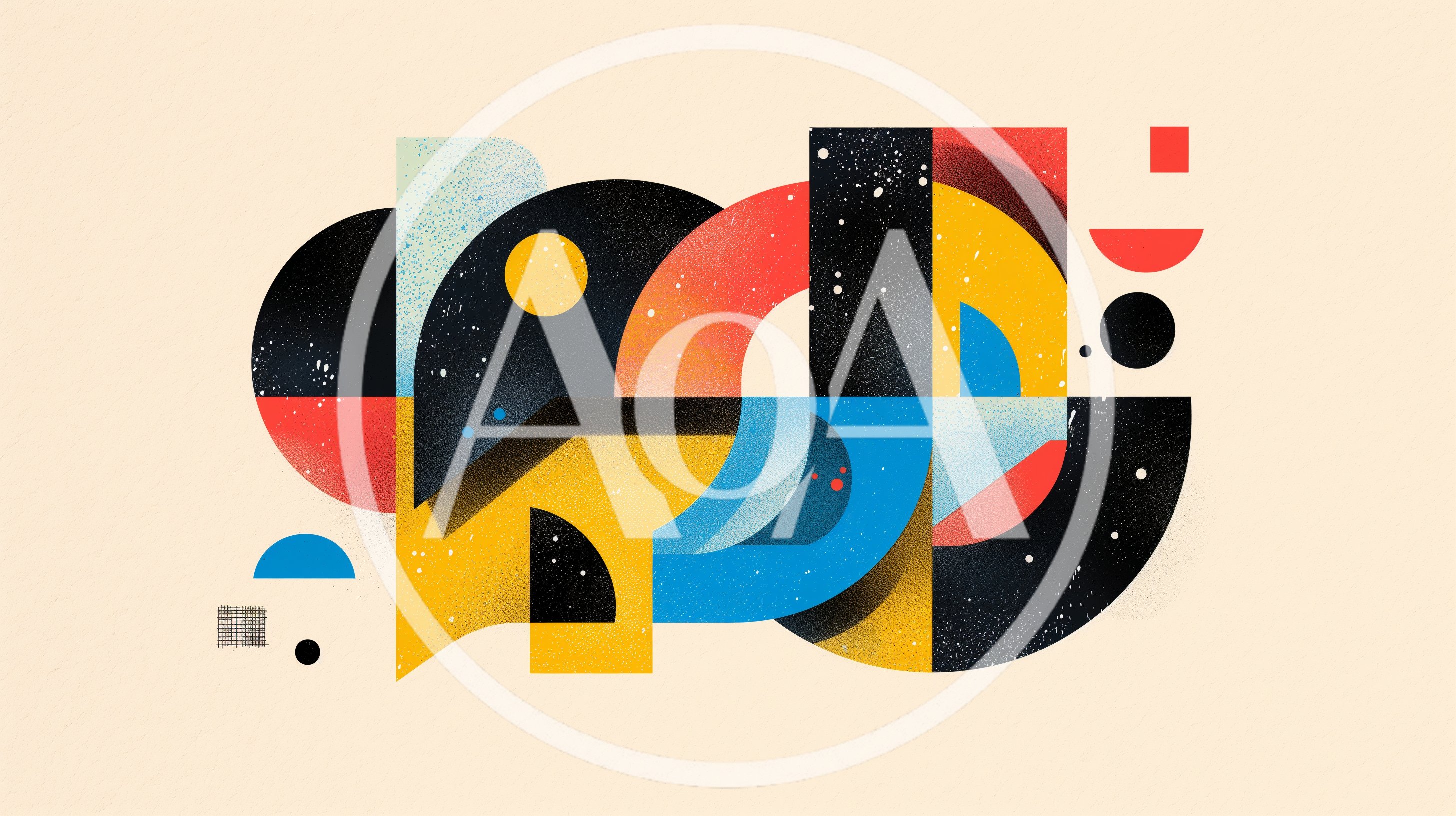 Abstract Geometric Composition With Textured Shapes And Vibrant Colors