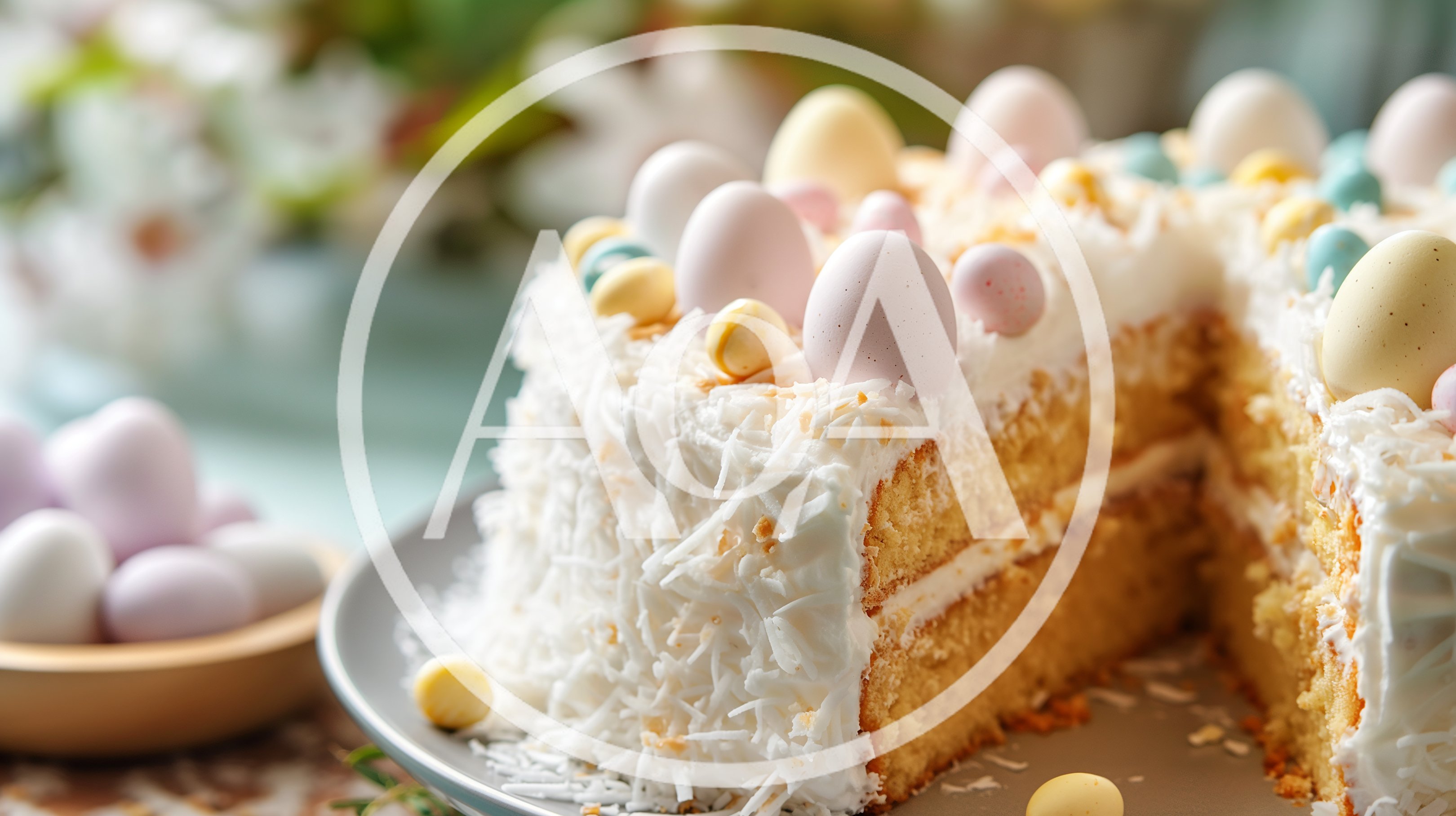 Easter Coconut Layer Cake With Pastel Candy Eggs
