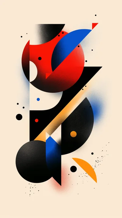 Abstract Geometric Composition With Bauhaus Inspired Shapes