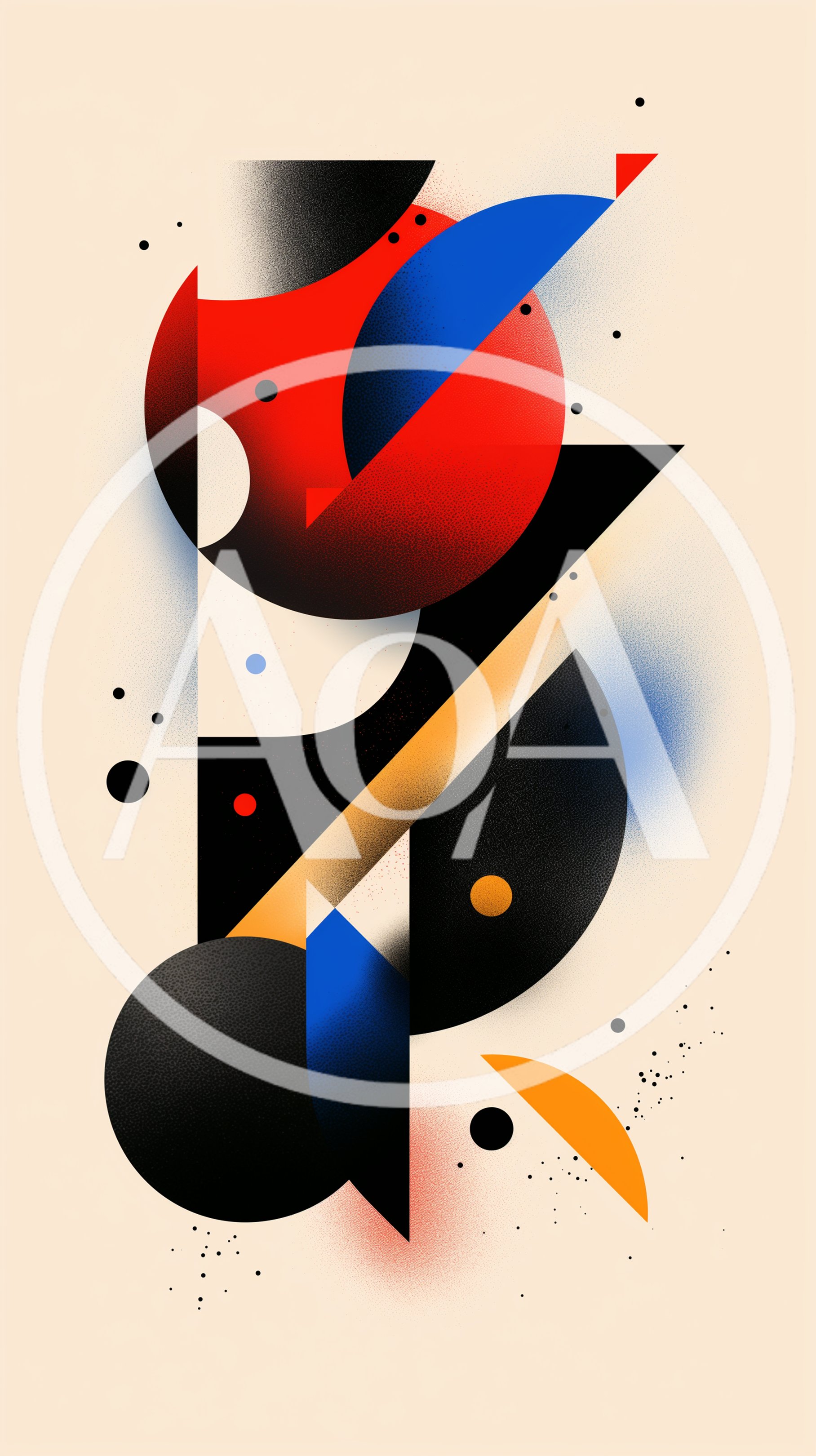 Abstract Geometric Composition With Bauhaus Inspired Shapes