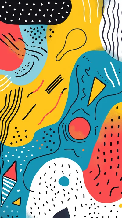 Abstract Memphis Style Geometric Pattern Background