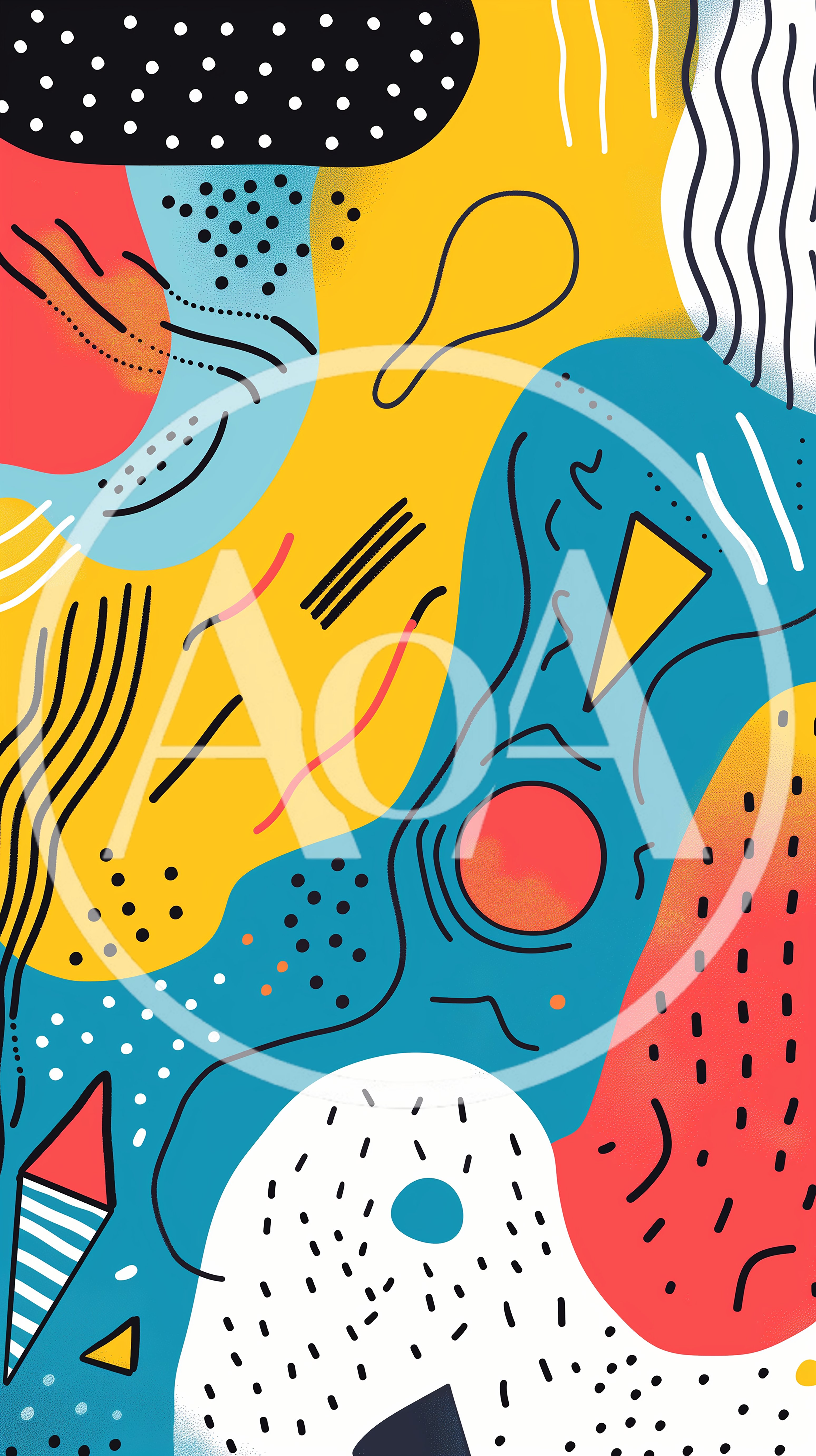 Abstract Memphis Style Geometric Pattern Background