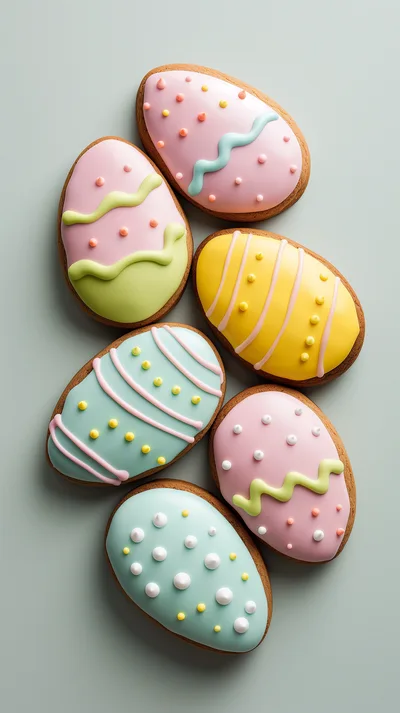 Easter Egg Shaped Gingerbread Cookies With Pastel Icing