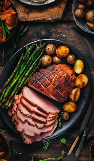 Glazed Spiral Sliced Ham With Roasted Vegetables