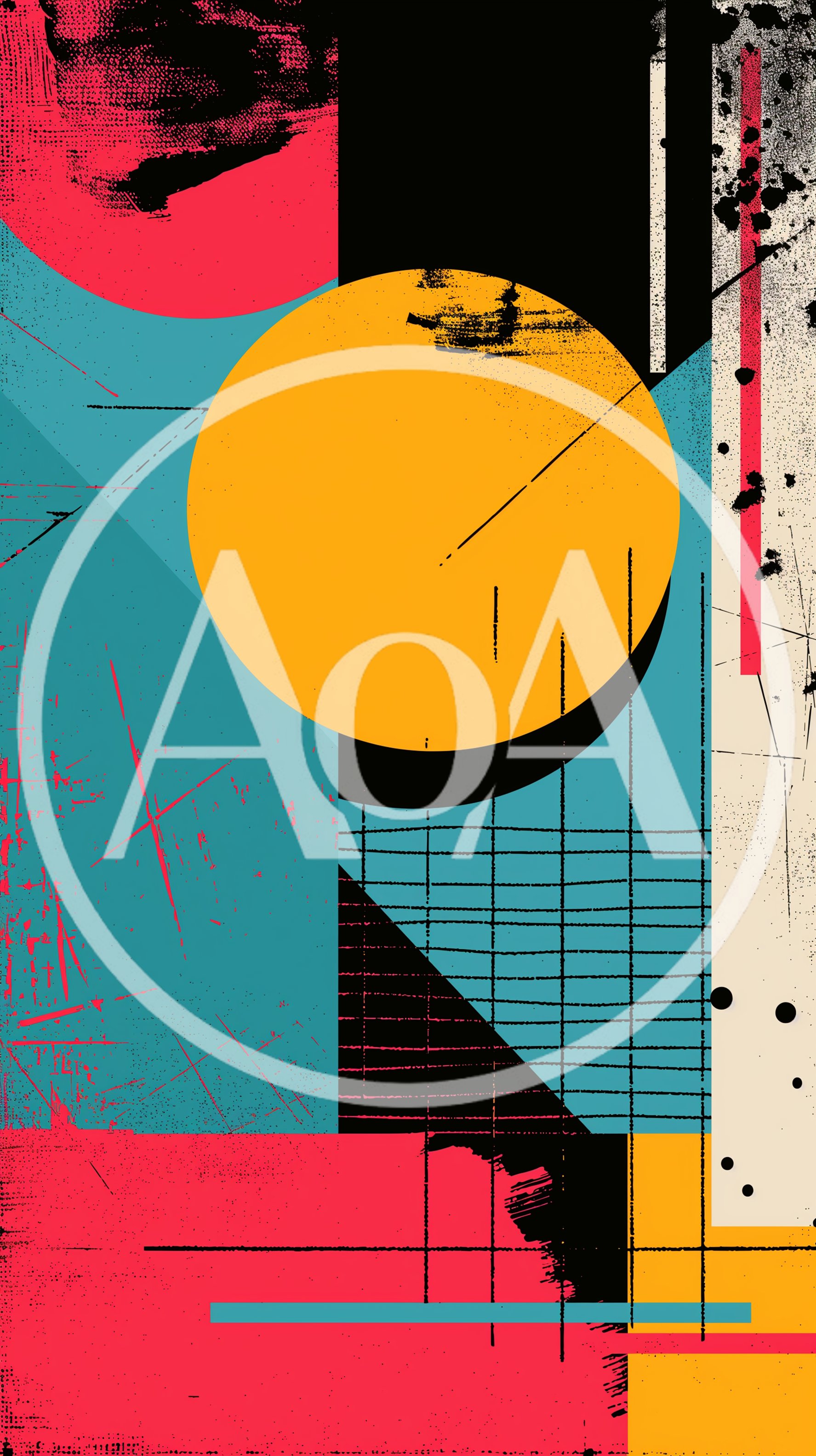 Abstract Geometric Composition With Grunge Texture And Bold Colors