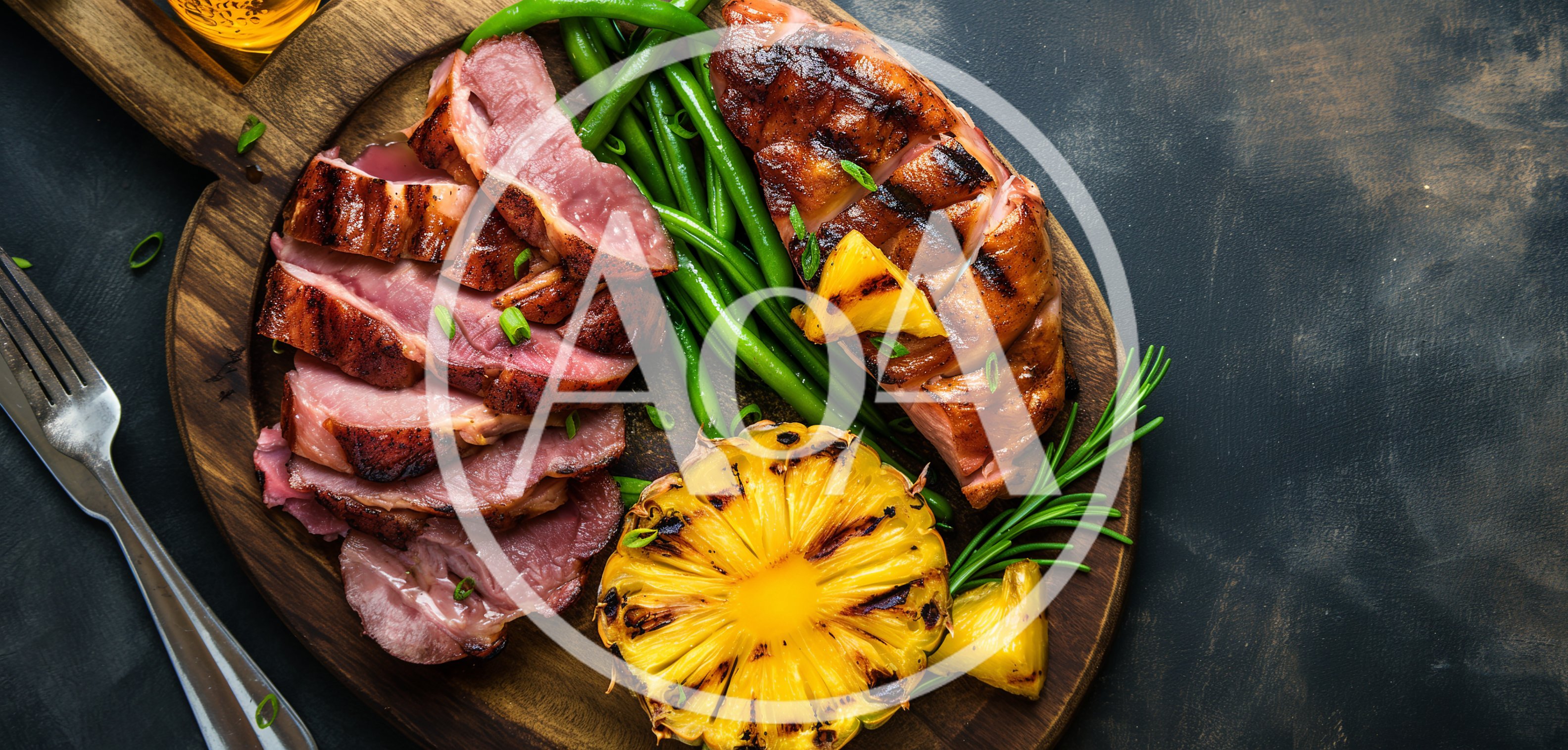 Grilled Ham Steak With Pineapple And Green Beans