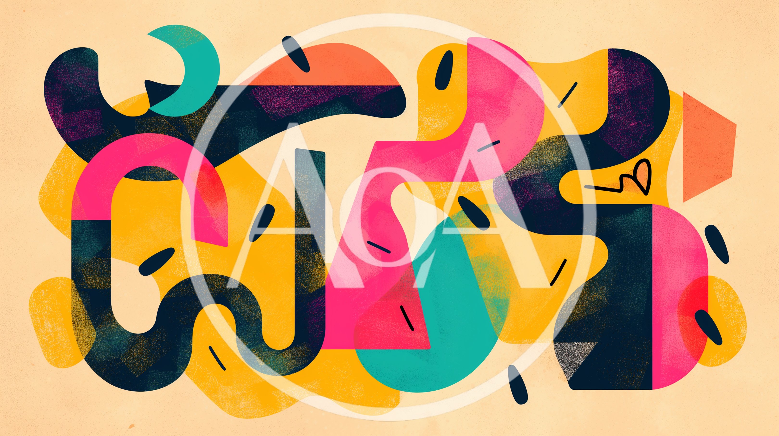 Abstract Geometric Shapes With Textured Colorful Graphic Design