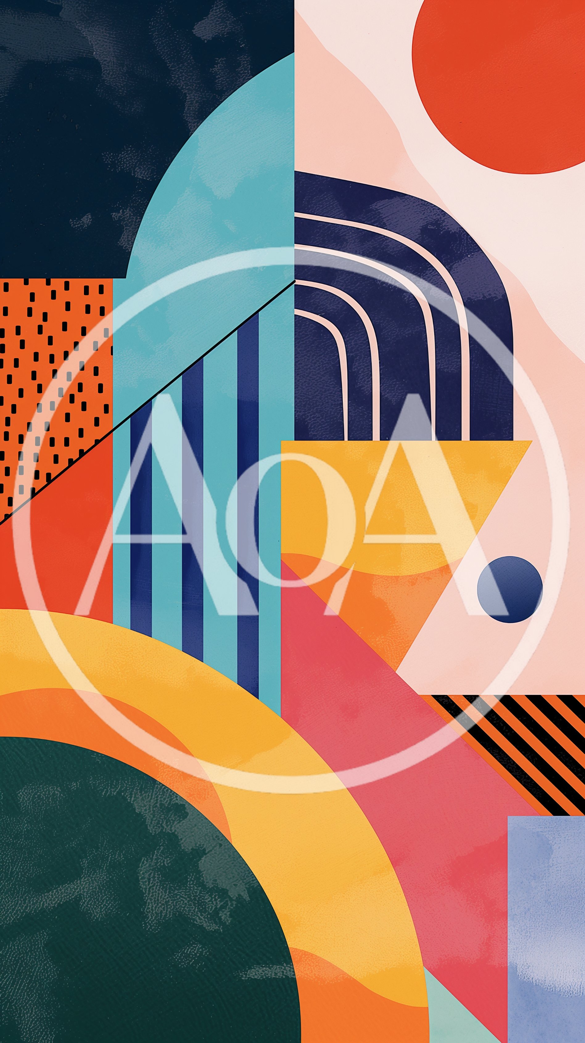 Abstract Geometric Composition With Vibrant Shapes And Textures