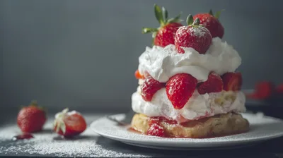 Strawberry Shortcake Dessert With Whipped Cream