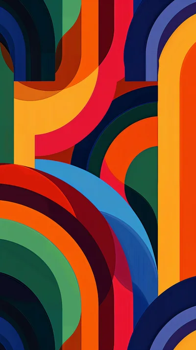 Abstract Geometric Pattern With Vibrant Colorful Arcs