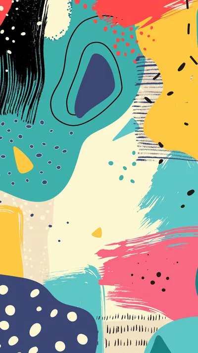 Abstract Memphis Style Colorful Geometric Pattern Background
