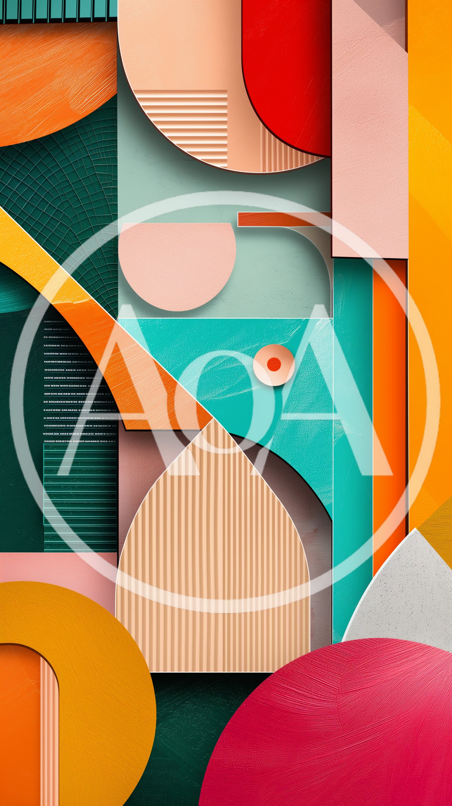 Abstract Geometric Composition With Vibrant Shapes And Textures