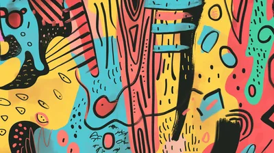Abstract Memphis Style Colorful Geometric Pattern Background