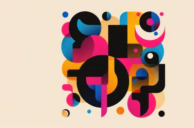 Abstract Geometric Composition With Vibrant Shapes And Textures