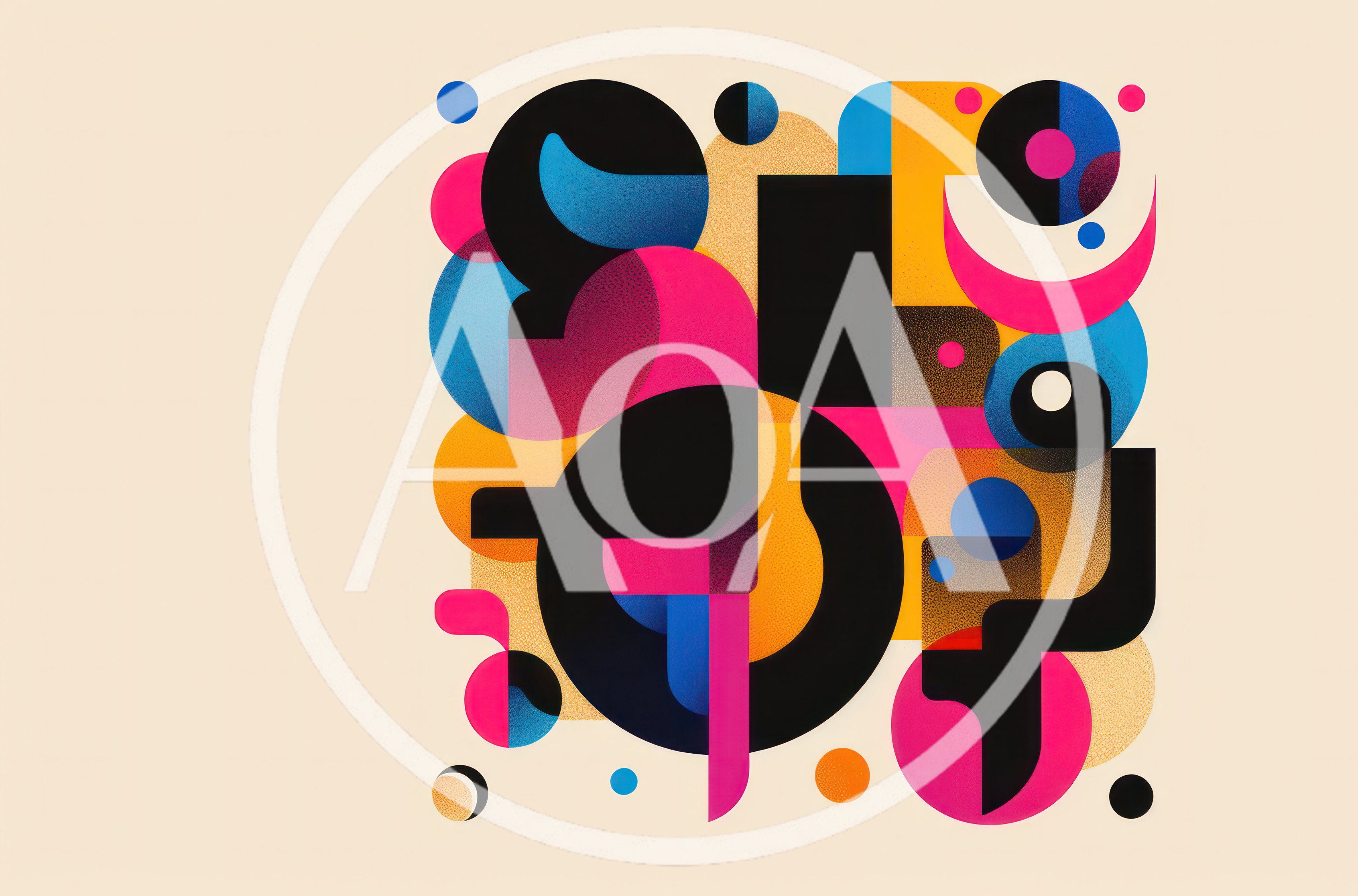 Abstract Geometric Composition With Vibrant Shapes And Textures