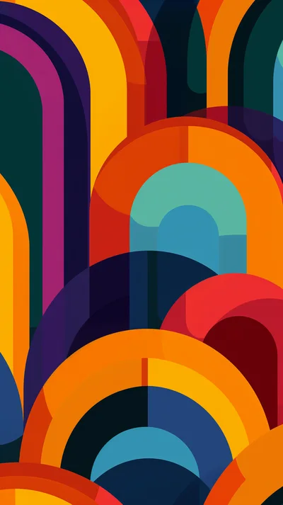 Abstract Geometric Pattern With Overlapping Colorful Arcs