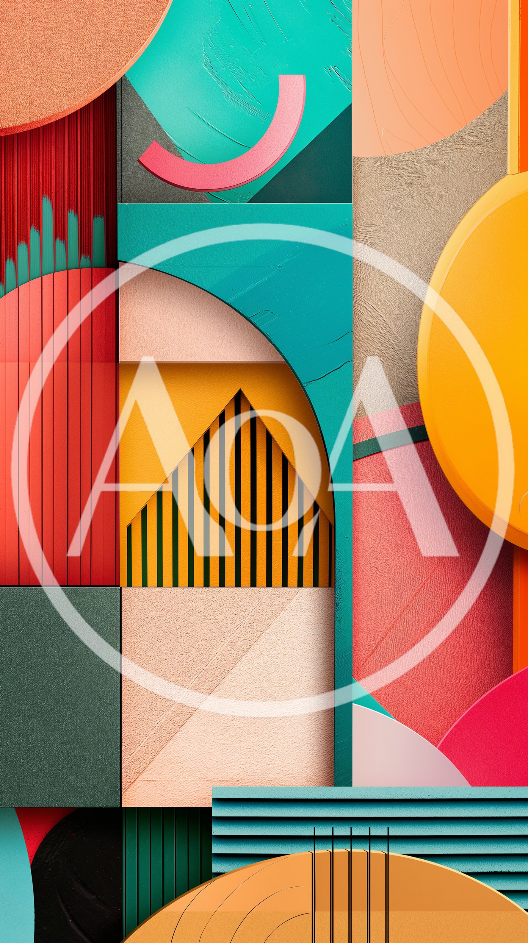 Abstract Geometric Composition With Vibrant Shapes And Textures