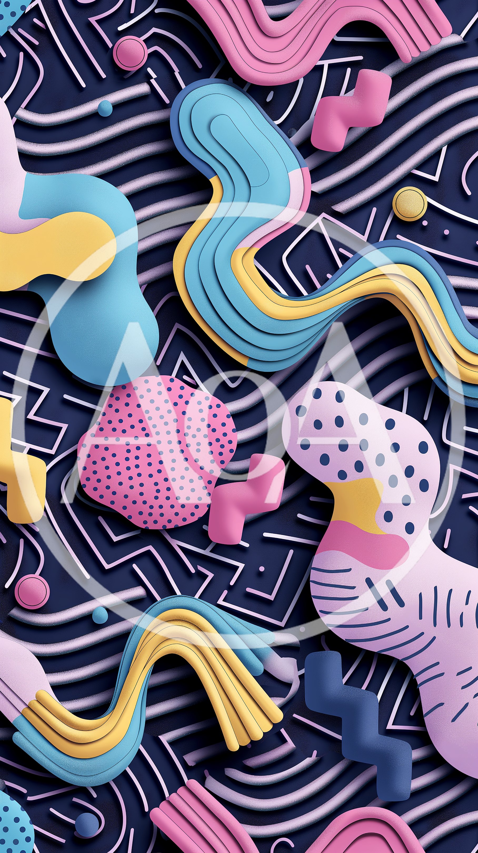 Abstract Memphis Style 3D Geometric Pattern Background