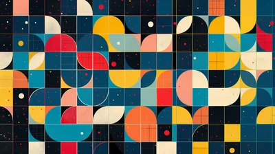 Abstract Geometric Pattern With Circles And Grids