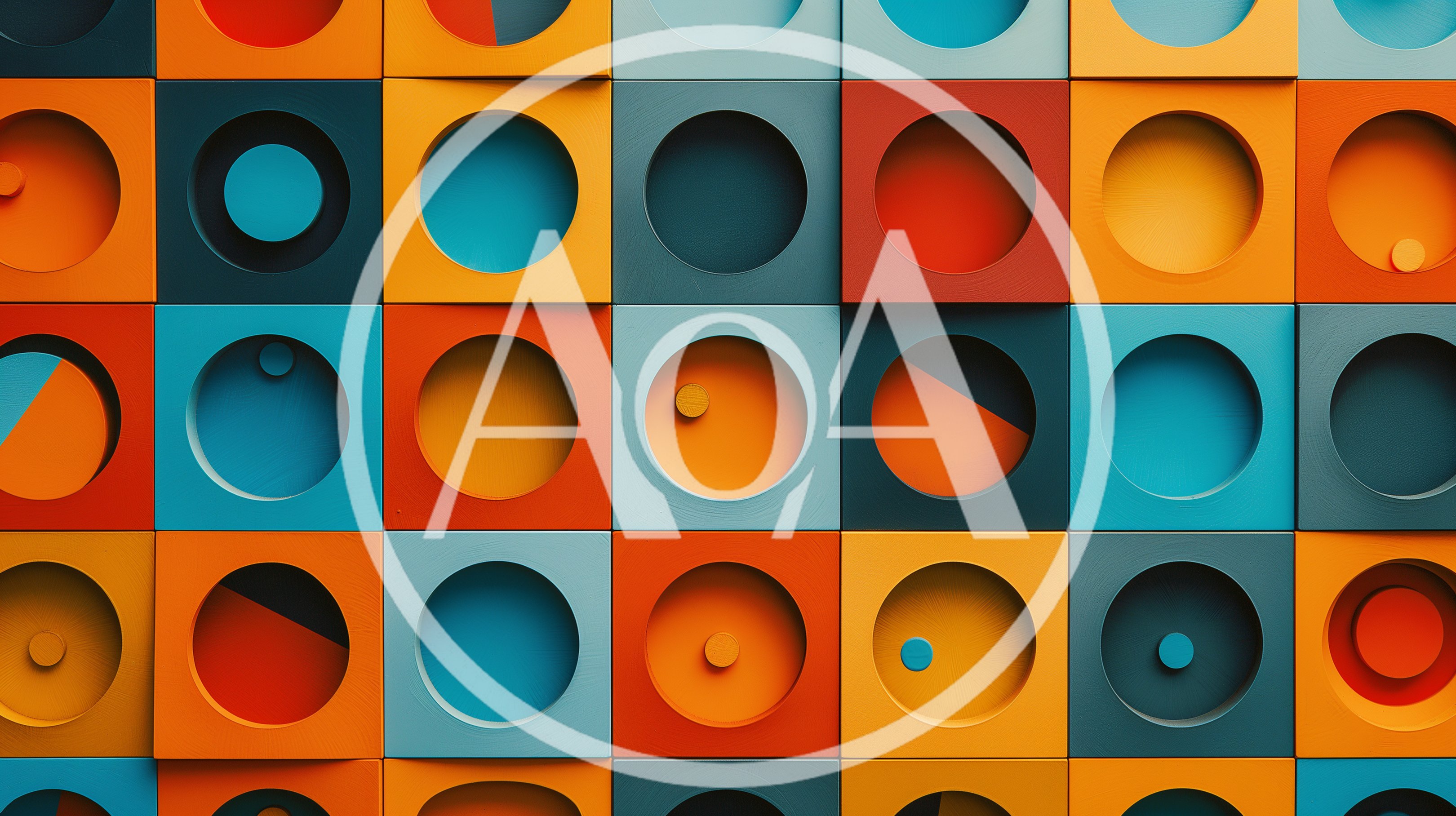 Abstract Geometric Wall With Colorful Circular Cutouts